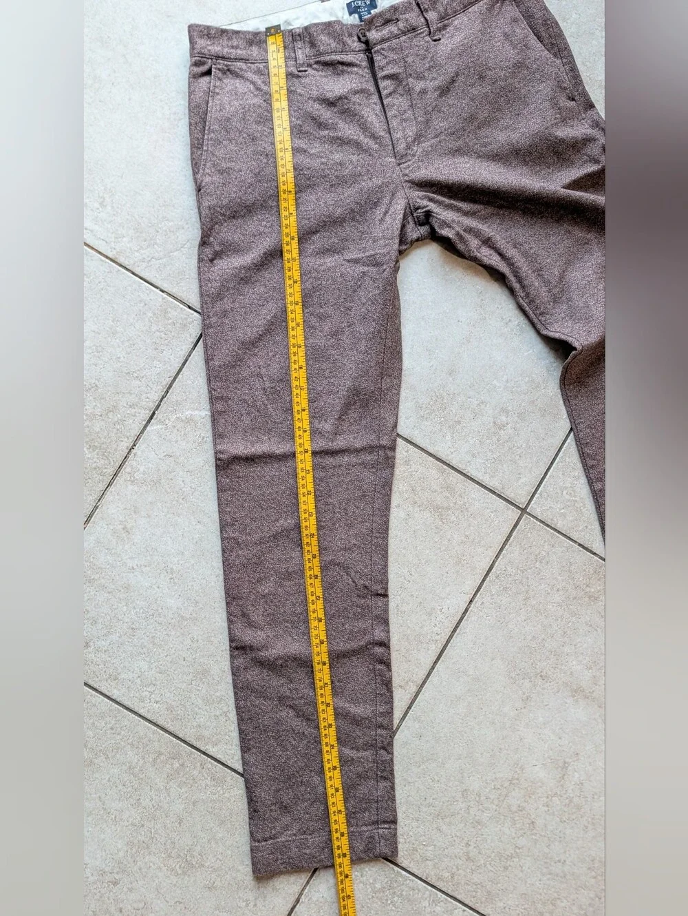 J.Crew Flex Slim Fit Pants Men's W32 L32 Heathered Brown Cotton Stretch